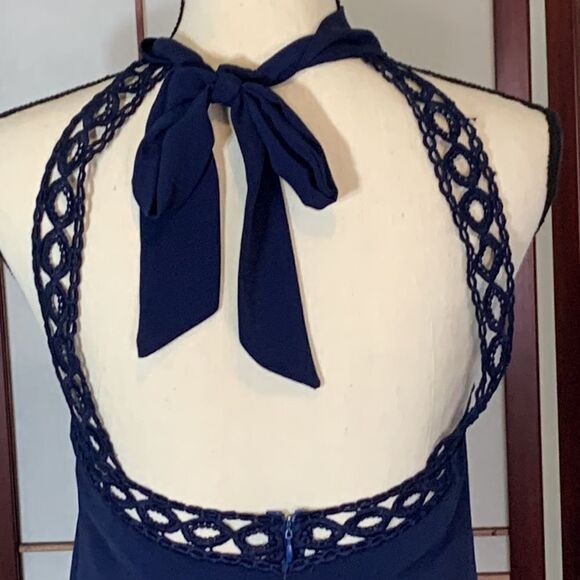Lulus Dresses Lulus Any Way, Shape, Or Form Navy Blue Lace Halter Dress - Picture 4 of 11